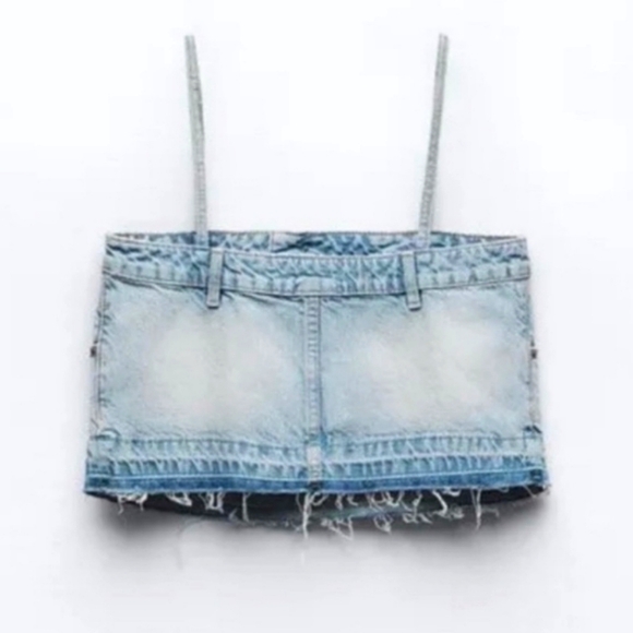 Zara denim bottoms crop top NEW size medium - Picture 6 of 7
